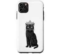 Custodia per iPhone 11 Pro Max Gatto nero con corona, regalo per amanti dei felini reali