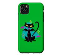 Custodia per iPhone 11 Pro Max Gatto nero vampiro retrò Atomic Age Mid-Century con ali di pipistrello