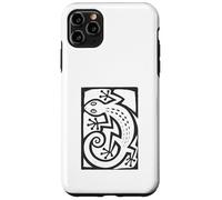 Custodia per iPhone 11 Pro Max Gecko Linocut Style Minimalista Animal Art