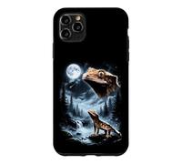 Custodia per iPhone 11 Pro Max Geco crestato che ulula alla luna anni '90 retrò