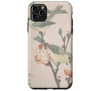 Custodia per iPhone 11 Pro Max Giapponese Art Birds Occhi bianchi su un ramo di pesco