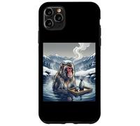 Custodia per iPhone 11 Pro Max Giapponese Neve Scimmia Onsen Bagno