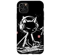 Custodia per iPhone 11 Pro Max Giradischi in vinile vintage calligrafico DJ Cat arte giapponese