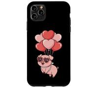 Custodia per iPhone 11 Pro Max Girls Womens Moms Valentines Day Hearts Show Pig Lover