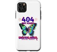 Custodia per iPhone 11 Pro Max Glitch Butterfly Cyberpunk Y2K Estetica Digitale Natura Arte