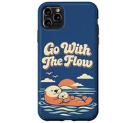 Custodia per iPhone 11 Pro Max Go With The Flow Cute Sea Otter Retro Animal