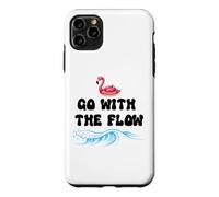 Custodia per iPhone 11 Pro Max Go With the Flow Pink Flamingo Beach Vacation Summer Vibes