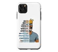 Custodia per iPhone 11 Pro Max God Says You Are Unique Black Men King Dad Nonno Padre