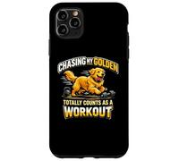 Custodia per iPhone 11 Pro Max Golden Retriever Workout Humor per cane, mamma, papà