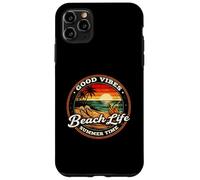 Custodia per iPhone 11 Pro Max Good Vibes Beach Life Summer Time Retro Tramonto tropicale