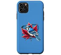 Custodia per iPhone 11 Pro Max Grafica retrò vintage con scritta "A Blue Jay On A Maple Leaf