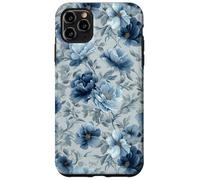 Custodia per iPhone 11 Pro Max Gray And Blue Flower Lover Cute Girly Navy Floral Nature