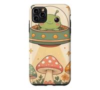 Custodia per iPhone 11 Pro Max Groovy Cute Kawaii Alien Frog UFO Alien Rapimento Funghi