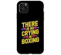 Custodia per iPhone 11 Pro Max Guantoni da boxe divertenti retrò con scritta in lingua inglese "There Is No Crying