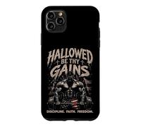 Custodia per iPhone 11 Pro Max Hallowed Be Thy Gains Sollevamento pesi Fitness USA Bodybuilder