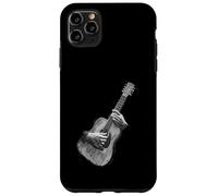Custodia per iPhone 11 Pro Max Hand Drawn Guitar Sketch Design, Expressive Acoustic Music