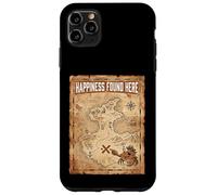 Custodia per iPhone 11 Pro Max Happiness Found Here Vintage Pirate Map Crab