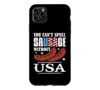 Custodia per iPhone 11 Pro Max Happy 4th of July you can't spell sausage without Usa