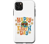 Custodia per iPhone 11 Pro Max Happy Earth Day Retro anni '70 Groovy Globe Heart Occhiali da sole