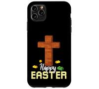 Custodia per iPhone 11 Pro Max Happy Easter Block Building Brick Builder Gesù Croce Fede