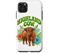 Custodia per iPhone 11 Pro Max Highland Cow Groovy Floreale Acquerello Boho Highland Cow