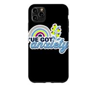 Custodia per iPhone 11 Pro Max Ho l'ansia Citazione divertente e ansiosa arcobaleno floreale
