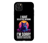 Custodia per iPhone 11 Pro Max Ho udito selettivo.. Divertente gattino 80s Synthwave Meme Cat