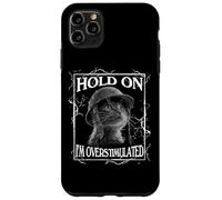 Custodia per iPhone 11 Pro Max Hold on I'm Overstimulated Funny Cat Dramatic Lightning Band