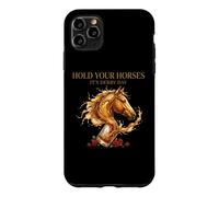 Custodia per iPhone 11 Pro Max Hold Your Horses Horse Racing Whiskey Drink