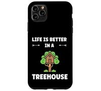Custodia per iPhone 11 Pro Max Home Nature tree house quote life better in a treehouse