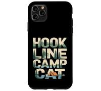 Custodia per iPhone 11 Pro Max Hook Line Camp Cat Funny Camping Pesca