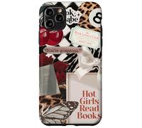 Custodia per iPhone 11 Pro Max Hot Girls Read Books Leopard Ball 8 Y2K Reader rosa