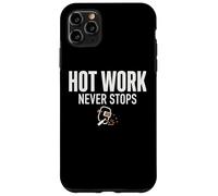 Custodia per iPhone 11 Pro Max Hot Work Never Stops Welder Welding Blue Collar Job Work