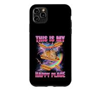 Custodia per iPhone 11 Pro Max Hotdog Meme Cat My Happy Place Bootleg Glizzy Hot Dog