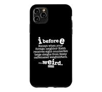 Custodia per iPhone 11 Pro Max I Before E Except After C Funny Grammar Frase Dark