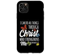 Custodia per iPhone 11 Pro Max I Can Do All Things Through Christ Buttefly Art Religious