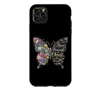 Custodia per iPhone 11 Pro Max I Can Do All Things Through Christ Floral Butterfly Faith
