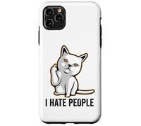 Custodia per iPhone 11 Pro Max I Hate People Sign,Funny Cat Giving the Finger Flipping Off