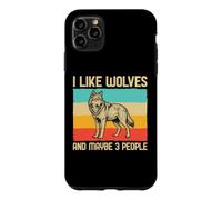 Custodia per iPhone 11 Pro Max I Like Wolves And Maybe 3 People Lupo Retro Frase Sarcasmo