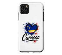 Custodia per iPhone 11 Pro Max I Love Curacao - Bandiera a forma di cuore con scritta in inglese "Travel Island