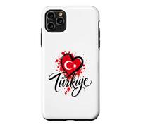 Custodia per iPhone 11 Pro Max I Love Turkey Vacation Travel, souvenir con bandiera a forma di cuore
