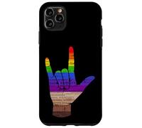 Custodia per iPhone 11 Pro Max I Love You Lingua dei Segni Parola Nuvola Arcobaleno Diversità