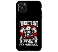 Custodia per iPhone 11 Pro Max I' m Here To Save Your Kitty Divertente Gatto Pompiere
