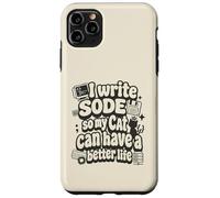Custodia per iPhone 11 Pro Max I write code so my cat can have a better life funny geek
