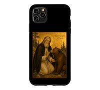 Custodia per iPhone 11 Pro Max Icona ortodossa di San Serafino di Sarov con un orso