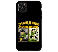 Custodia per iPhone 11 Pro Max Id Rather Be Horsing Divertente Hobby Fuga a cavallo