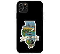 Custodia per iPhone 11 Pro Max Illinois Vintage Skyline di Chicago e Orgoglio dell'Illinois