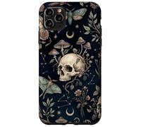 Custodia per iPhone 11 Pro Max Illustrazione botanica della falena del gufo del cranio celeste mistico scuro