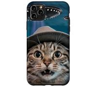 Custodia per iPhone 11 Pro Max Incontro con un UFO Gatto scioccato Divertente Strano