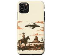 Custodia per iPhone 11 Pro Max Incontro Vintage tra Cowboy e Alieno nel Deserto